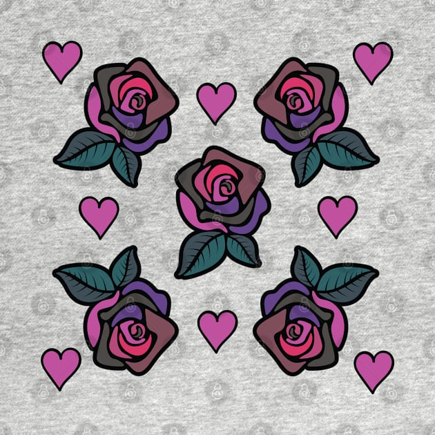 Rose's and Heart pattern design by Twistedburt